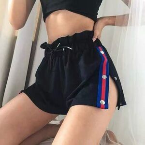 Stylish Women's Shorts with Red and Blue Stripes